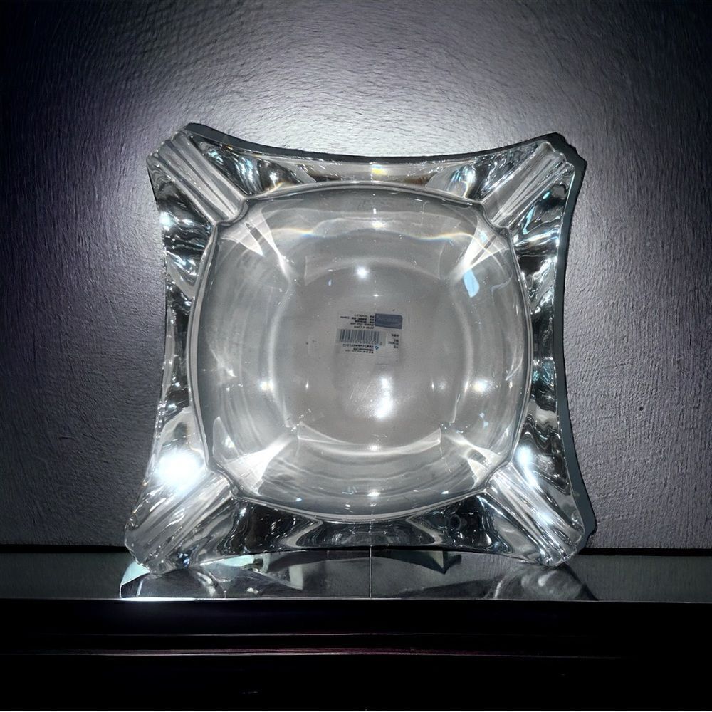 Deluxe Clear Glass Ashtray l Square 4x4 l NIB